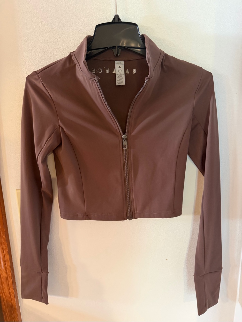 Balance Athletica Mauve Brown Cropped Zip Bomber Jacket